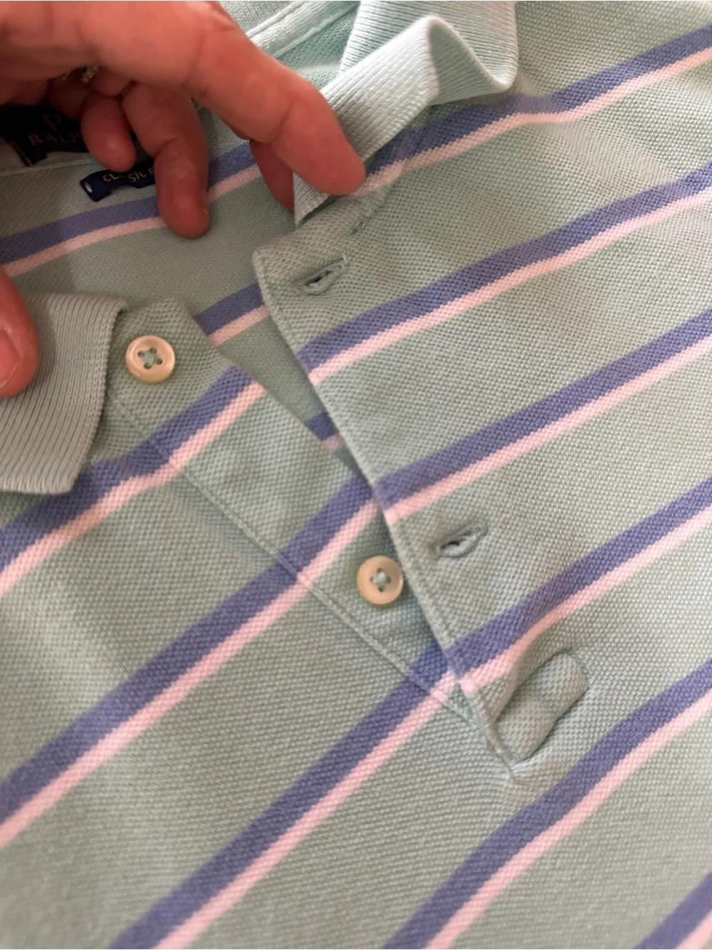 Ralph Lauren Mint Green Polo with Navy & White Stripes